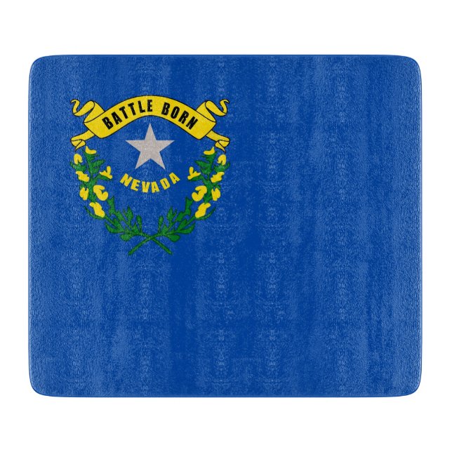 Small glass cutting board with Nevada flag (Front)