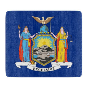 Small glass cutting board with New York flag