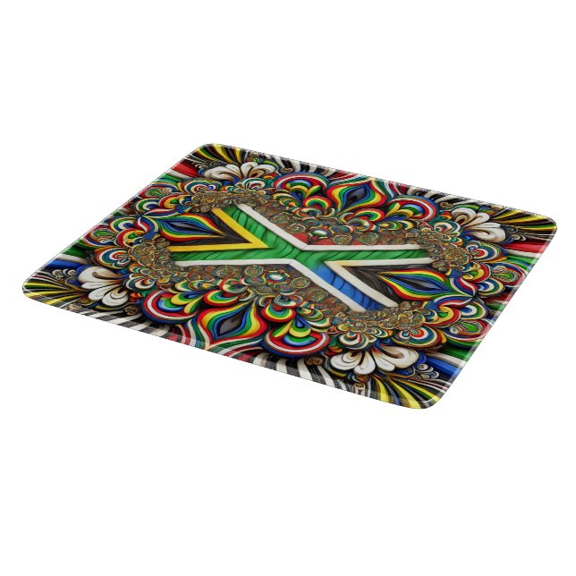 Small glass cutting board with South Africa Colour (Corner)