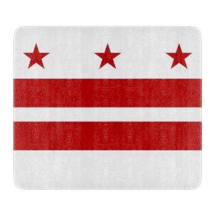 Small glass cutting board with Washington DC flag