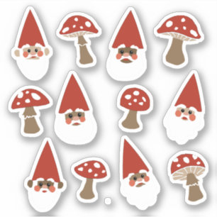Small Gnomes and Mushrooms Stickers