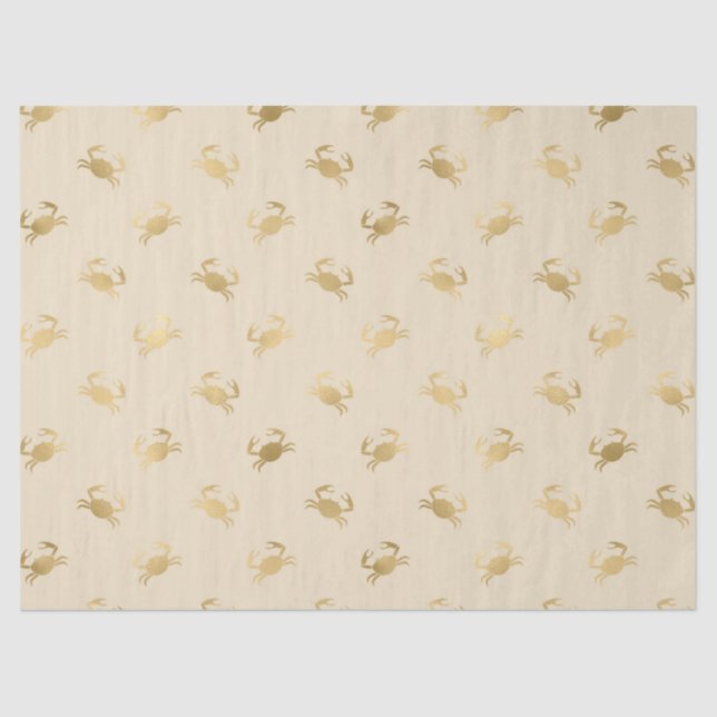 Small Gold Crabs on Cream Decoupage Tissue Paper (Front)