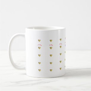 small gold love hearts with name coffee mug