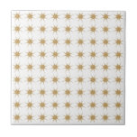 Small Gold Star Pattern Ceramic Tile<br><div class="desc">Mid-century modern inspired design featuring a simple pattern of small gold starbursts on a white background. Simple, clean modern seamless design. Create your own custom pattern by uploading a new image, or use the "message" button for help. To create your own patterned design: 1. Select personalise this template. 2. Replace...</div>