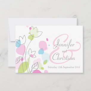 Small graphic modern flower petals wedding invite
