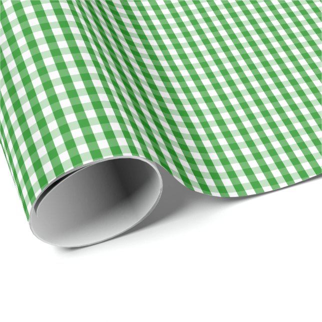 Small Green and White Gingham Wrapping Paper (Roll Corner)