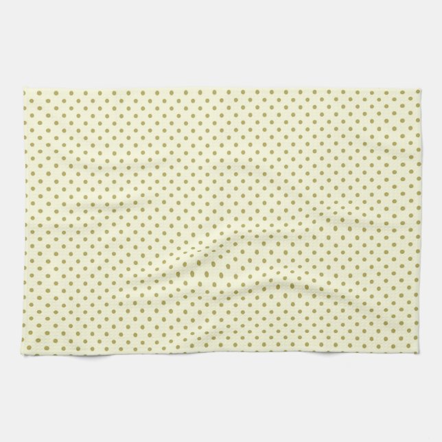 Small green dots on off white tea towel (Horizontal)