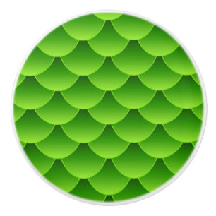 Small Green Fish Scale Pattern Ceramic Knob