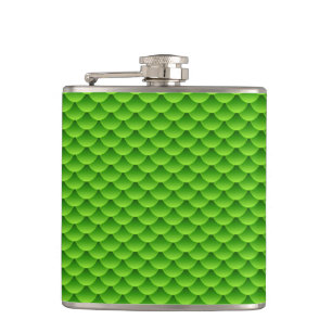 Small Green Fish Scale Pattern Hip Flask