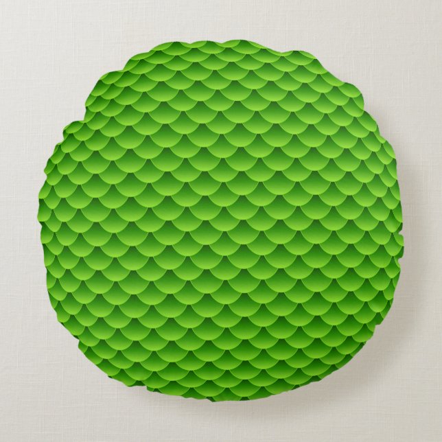 Small Green Fish Scale Pattern Round Cushion (Front)
