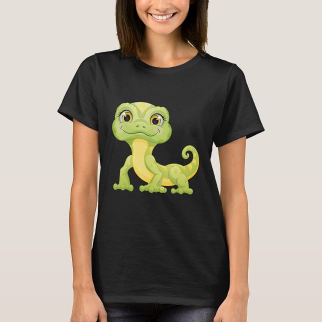 Small Green Lizard Iguana Reptiles T-Shirt (Front)