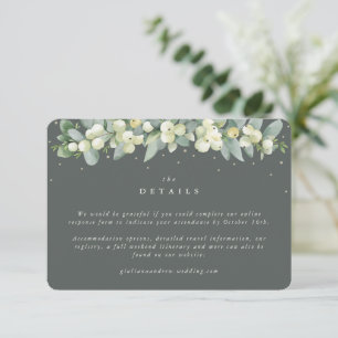 Small Green Snowberry+Eucalyptus Wedding Details Enclosure Card