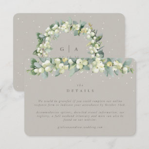 Small Greige Snowberry+Eucalyptus Wedding Details Enclosure Card