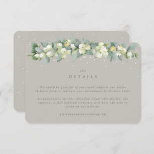 Small Greige Snowberry+Eucalyptus Wedding Details Enclosure Card
