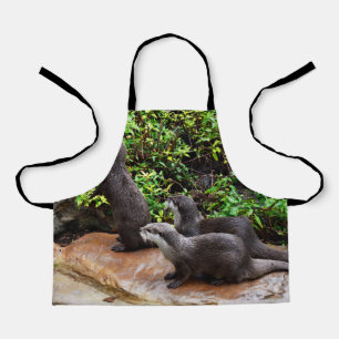 Small Grey Otters, Kids Full Print Apron