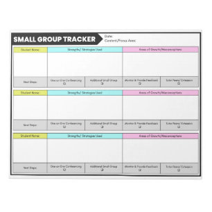 Small Group Tracker Student Observations Teachers Notepad