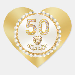 Small Heart Shaped, 50th Anniversary Stickers