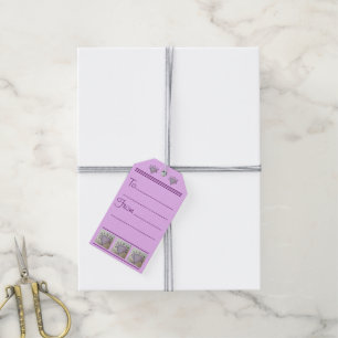 small hearts around big purple heart gift tags