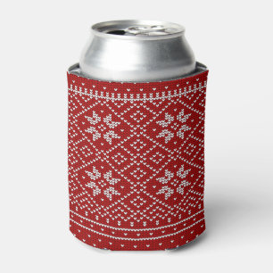 Small Hearts Snowflakes Pattern Can Cooler