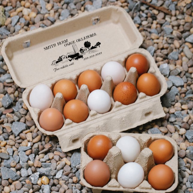 Small Homestead Farm Egg Carton Food Label v2 Rubber Stamp (Creator Uploaded)