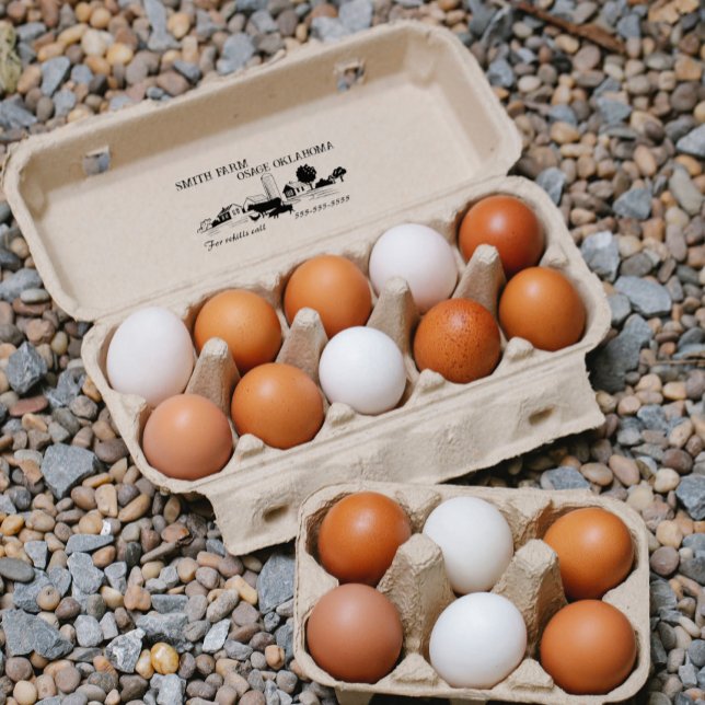 Small Homestead Farm Egg Carton Food Label v2 Self-inking Stamp (Creator Uploaded)