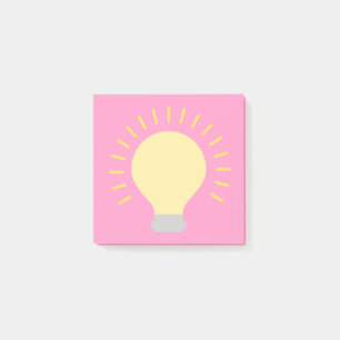 Small Hot Pink Yellow Light Bulb 3x3 Sticky Mini Post-it Notes