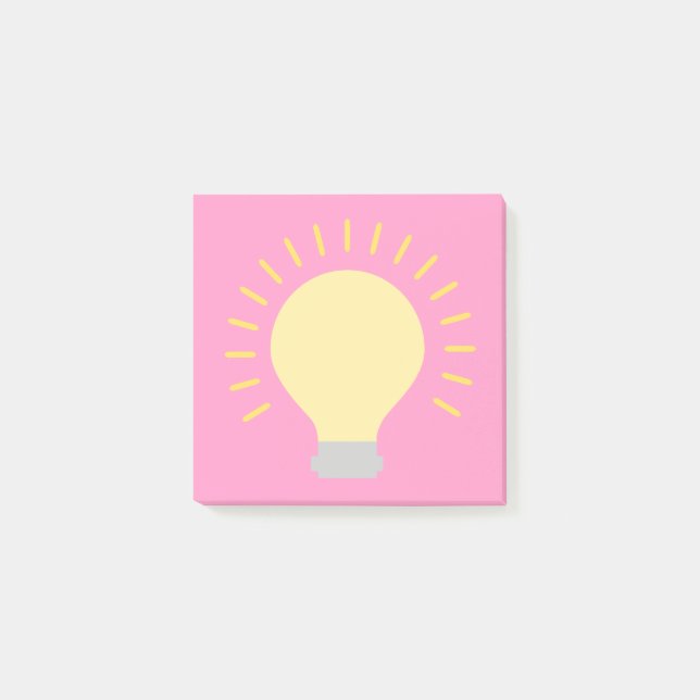 Small Hot Pink Yellow Light Bulb 3x3 Sticky Mini Post-it Notes (Front)