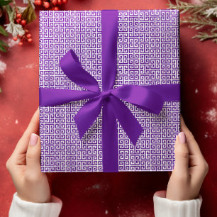 Small Indigo and White Greek Key Pattern Wrapping Paper