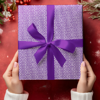 Small Indigo and White Greek Key Pattern Wrapping Paper