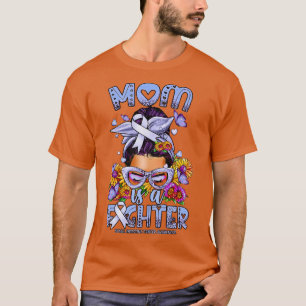 Small Intestine Awareness Mum fighter messy bun T-Shirt
