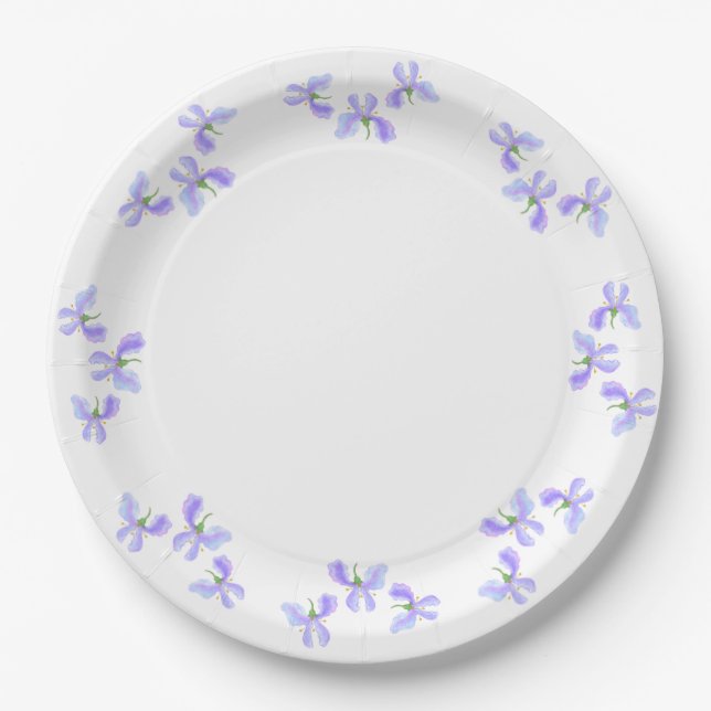 Small Iris Flowers Paper Plate (Front)