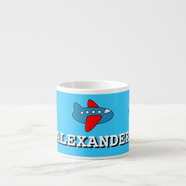Small kids mug | personalised name and toy plane (Front)
