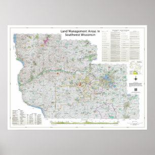 Small Land Mgt Areas In Southwest Wisconsin Map Poster