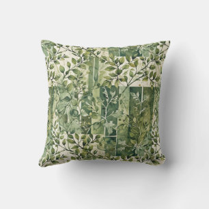 Small Leafy Twigs Color Block Cushion