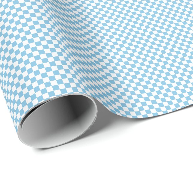 Small Light Blue and White Checks Wrapping Paper (Roll Corner)