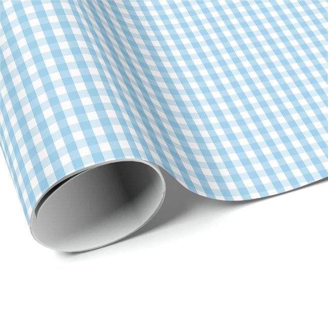 Small Light Blue and White Gingham Wrapping Paper (Roll Corner)