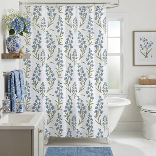 Small Light Blue Floral Wildflower Shower Curtain