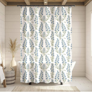 Small Light Blue Floral Wildflower Shower Curtain