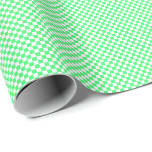 Small Light Green and White Checks Wrapping Paper