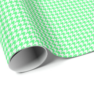 Small Light Green and White Houndstooth Wrapping Paper