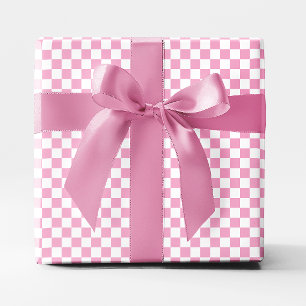 Small Light Pink and White Checkered Wrapping Paper
