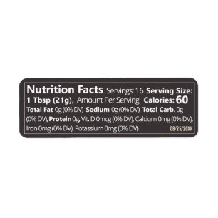 Small Linear Honey Nutrition Facts Dark Grey