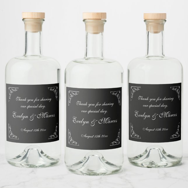 Small liquor bottle labels for fancy wedding party (Bottles)