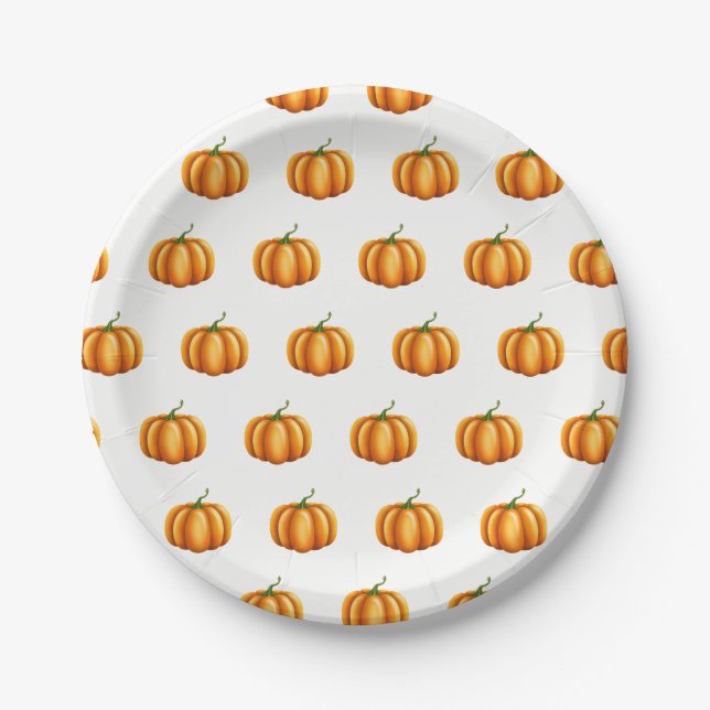 Small Little Pumpkins Halloween Thanksgiving Fall Paper Plate (Front)