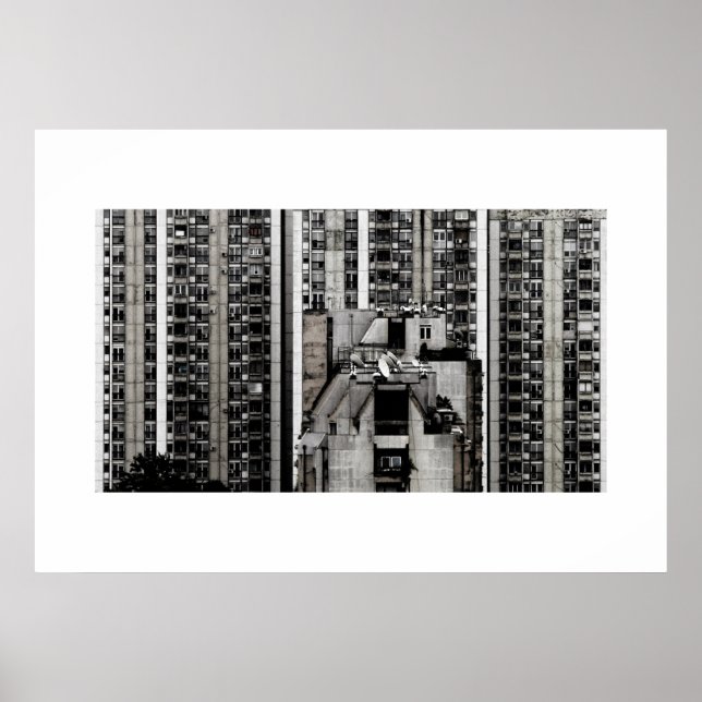Small Living Boxes of Grey Apartment Buildings Poster (Front)