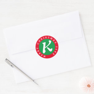 Small monogram Christmas envelope seal stickers