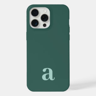 Small Monogram Letter Sea Green & Teal Minimalist iPhone 15 Pro Max Case