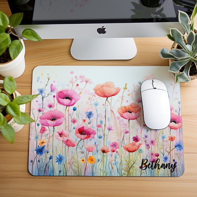 Small Mousepad, Watercolor Of Wildflowers,  Mouse Mat (Creator Uploaded)