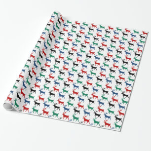 Small Multi Colour Forest Stag Reindeer White Wrapping Paper