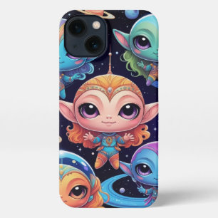 Small Multi-Coloured Aliens in Space iPhone 13 Case
